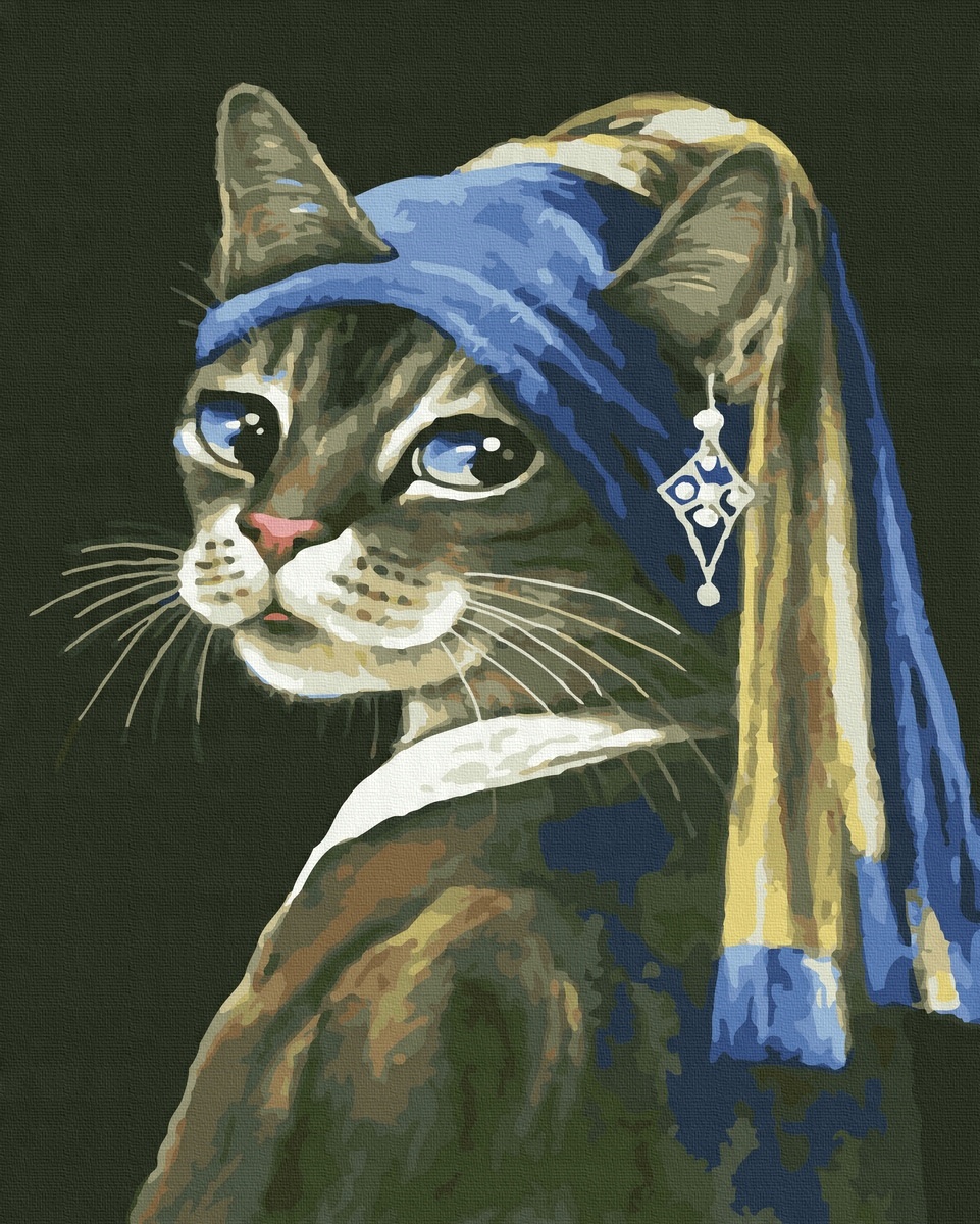 Кошка с жемчужной сережкой картина