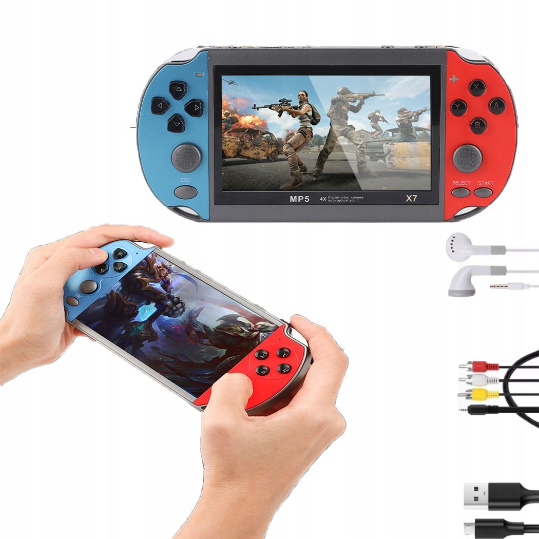 Konsola Przenośna Gra Wideo MP5 X7 1000 Gier 4,3-CALOWY Ekran Hd Z Rockerem