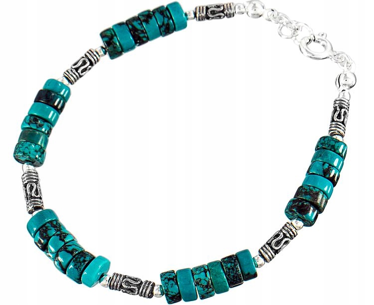 Bransoletka Turkus Naturalny Srebro