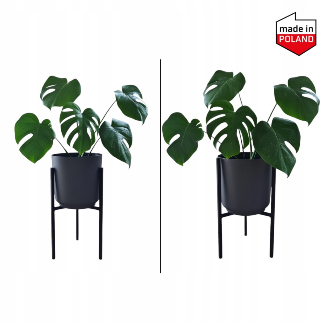 Držák Na Květináč Stojan Na Rostliny S Krytem Květináče Oboustranný Květiny Černý Loft