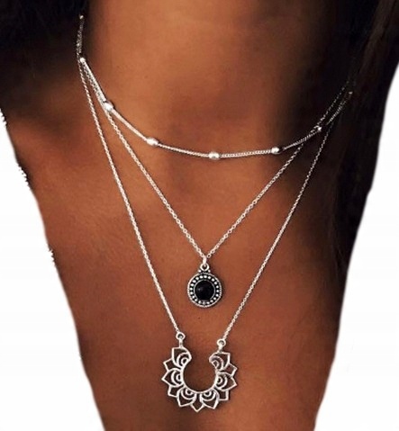 

Naszyjnik srebrny boho długi celebrytka choker