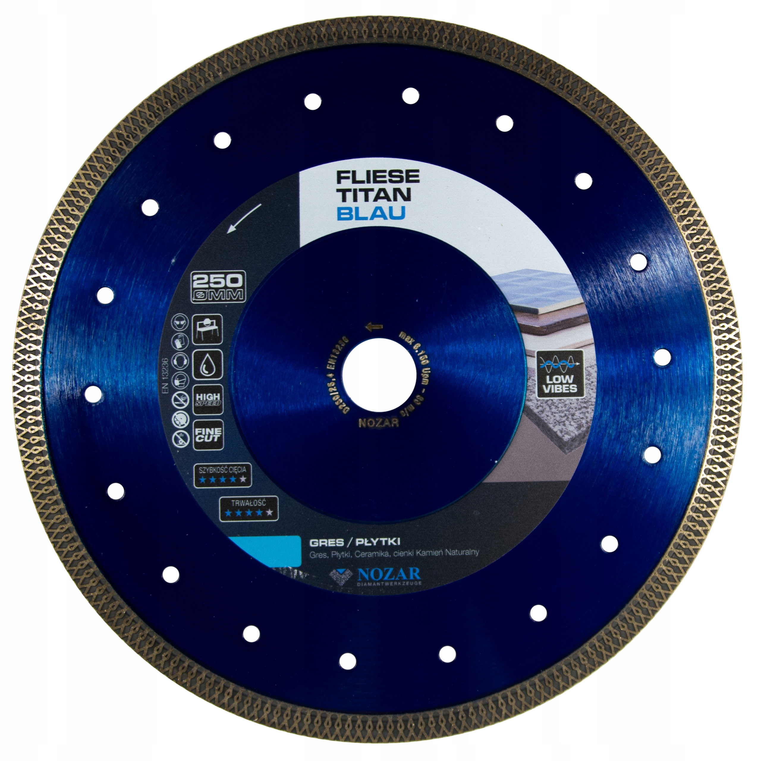 Diamantový kotouč Nozar Fliese Titan Blau 250 mm