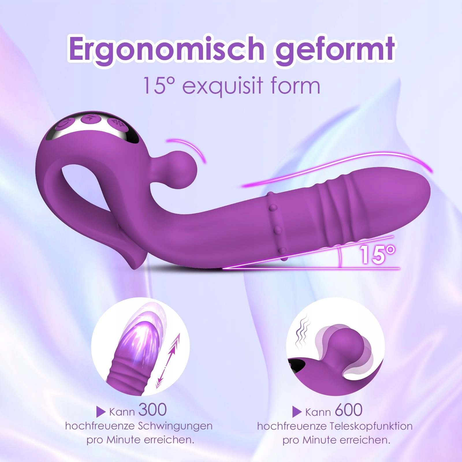 DILDO VIBRATOR DLA KOBIET G PUNKT KLITORIS 10 FUNKCJI WIBRACJI TELESCOP — miniatura 6