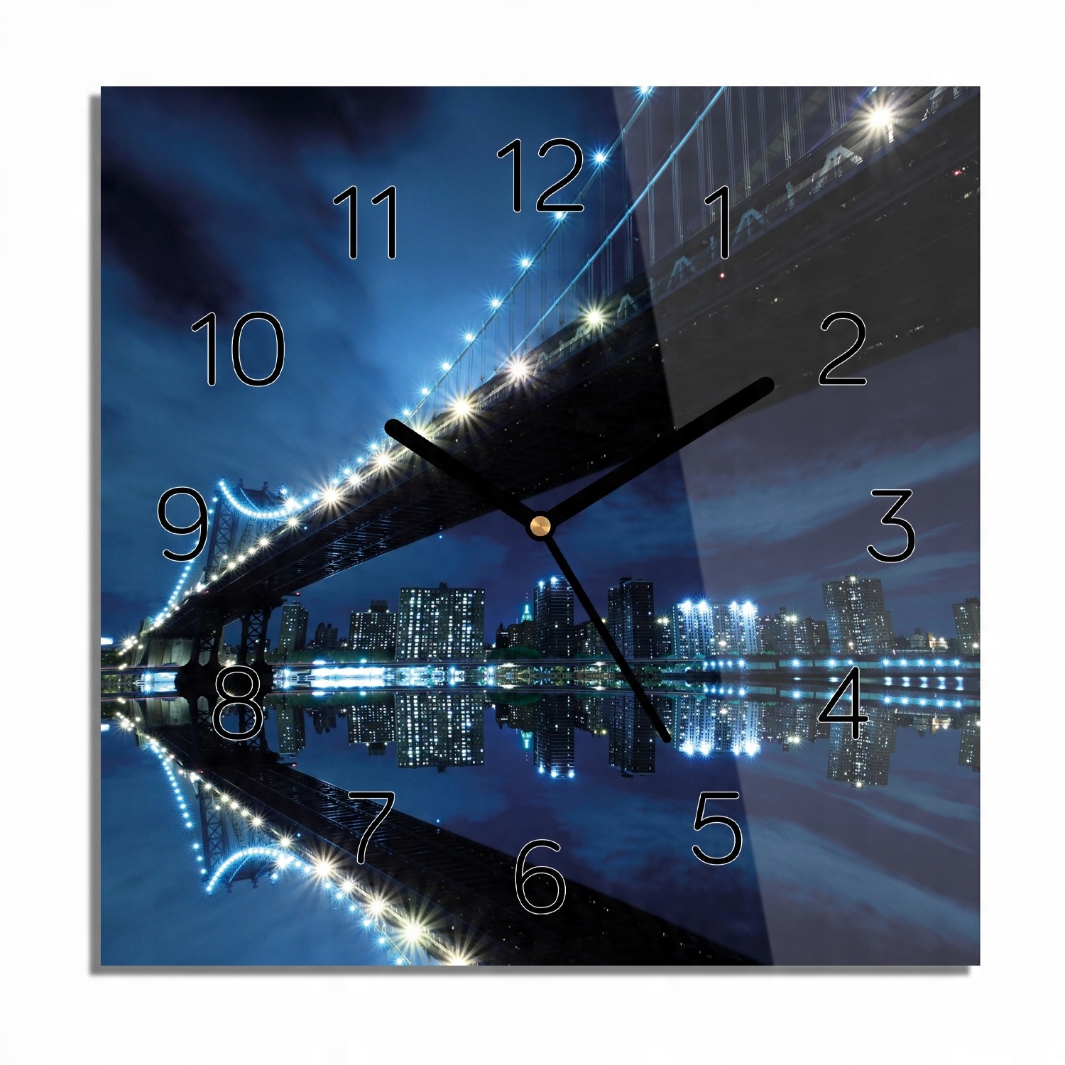 

Manhattan most Ny zegar na szkle do sypialni 30x30