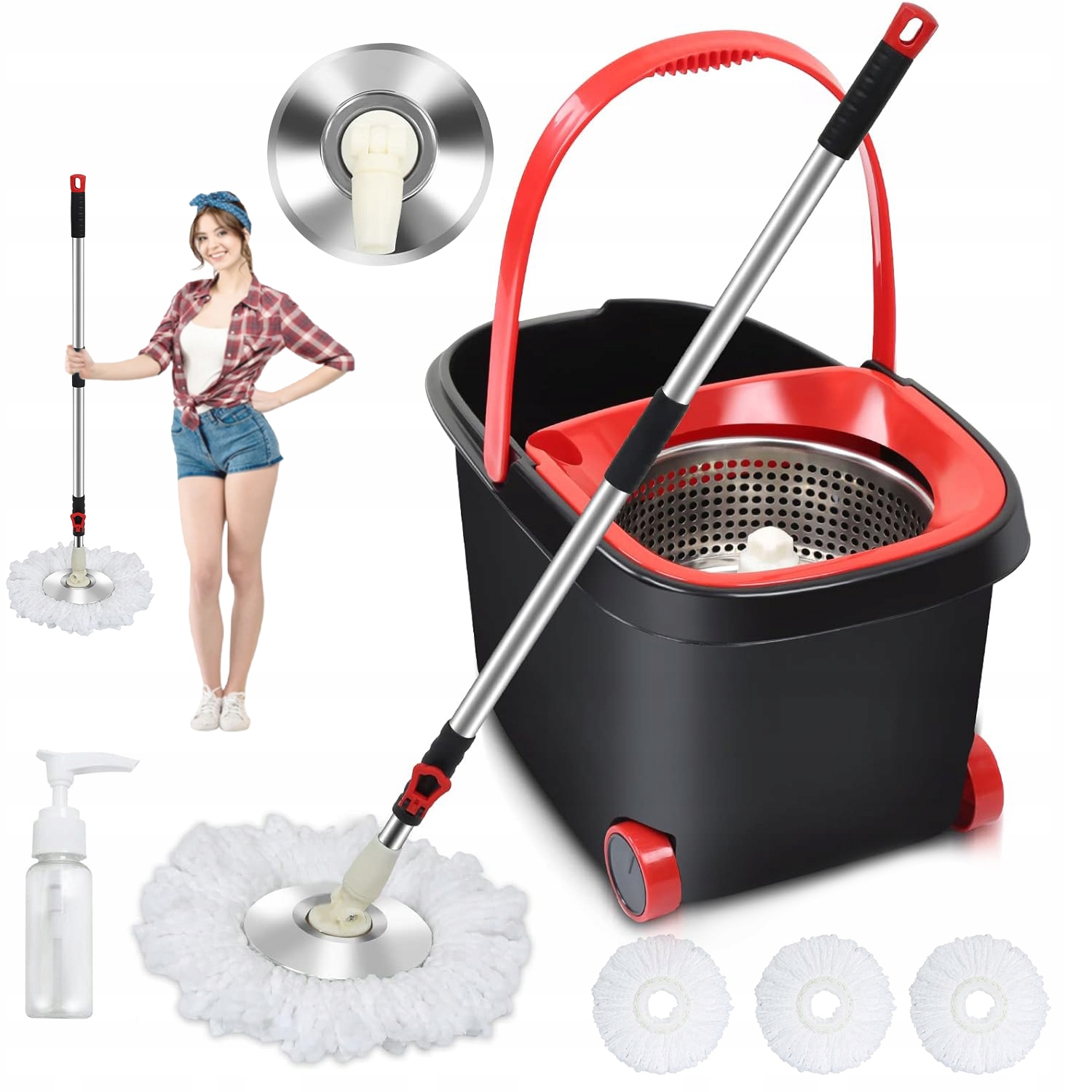 Levně Sada Kbelíků Na Rotační Mop 7,5 L Černá Pro Dokonalé Čištění