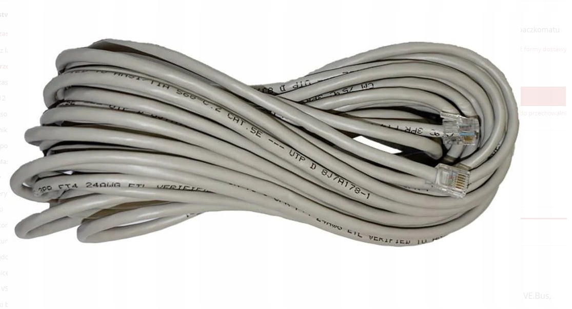 Kabel 10m RJ12 Utp szary 6 pinów