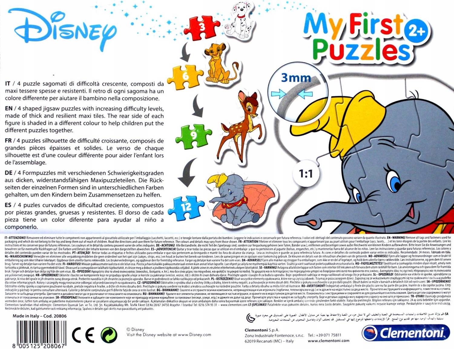 Puzzle 30 El Moje Pierwsze Puzzle Zwierzątka Disneya 2+ Clementoni Marka Clementoni