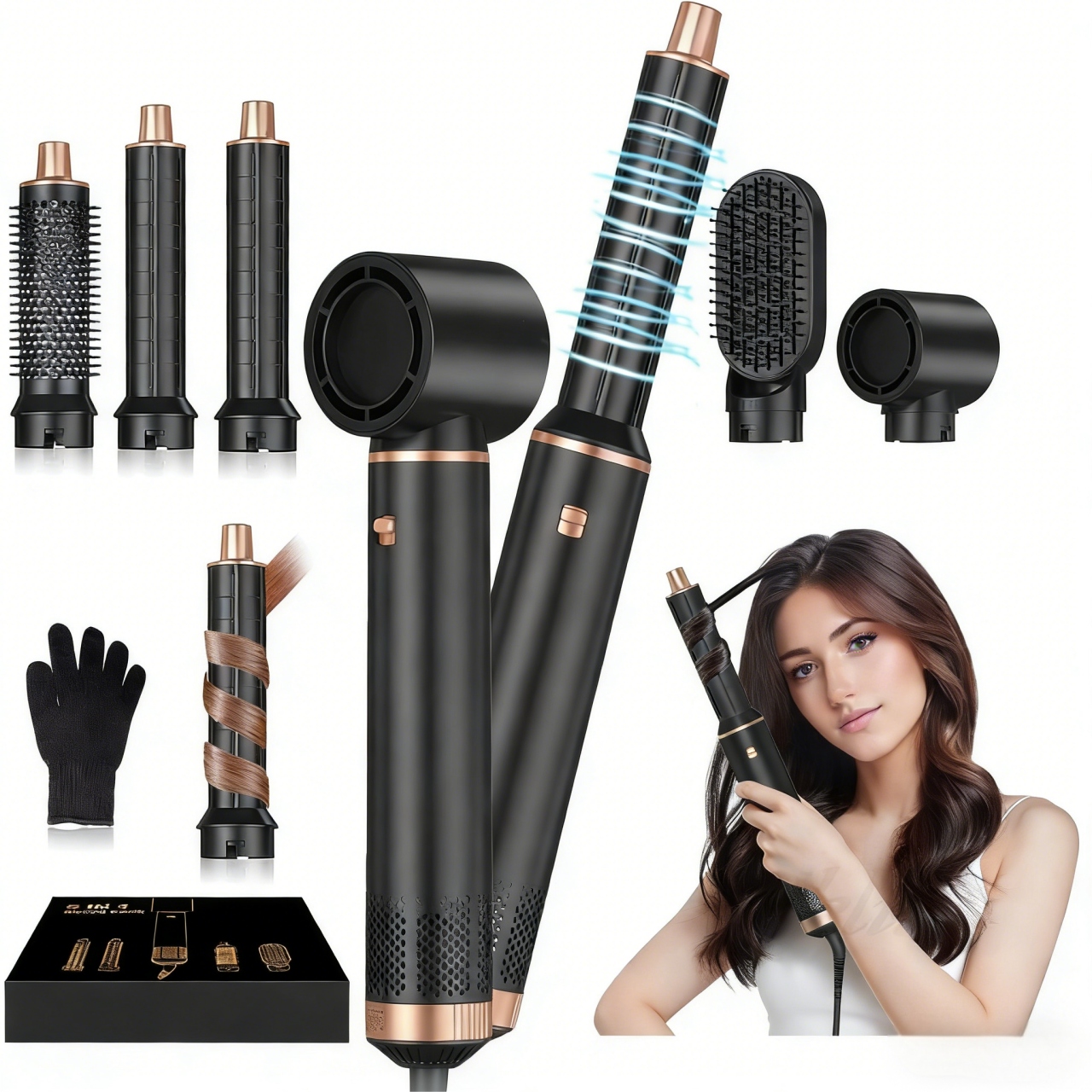 Suszarka Do Włosów Suszarko Lokówka Wielofunkcyjna Do Stylizacji 5W1 1000W