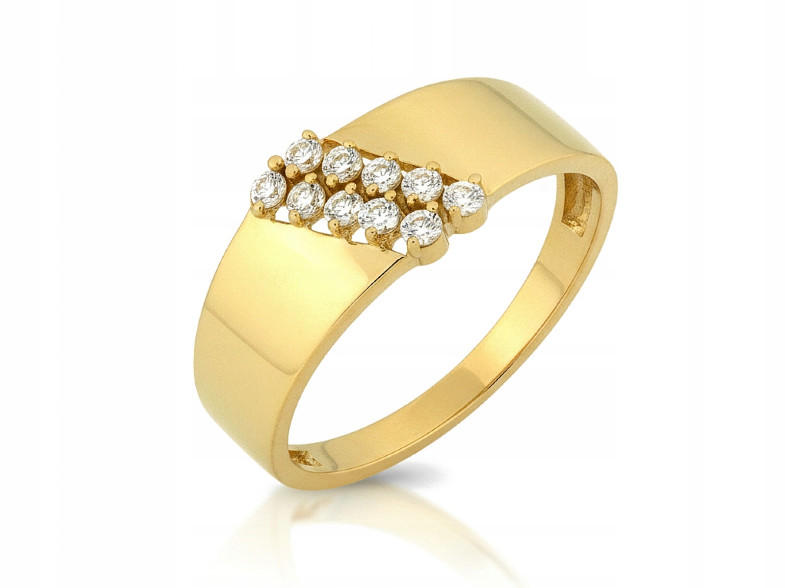 Prstýnek Prsten 585 s bílými zirkony 17r, elegantní, 2.82 g