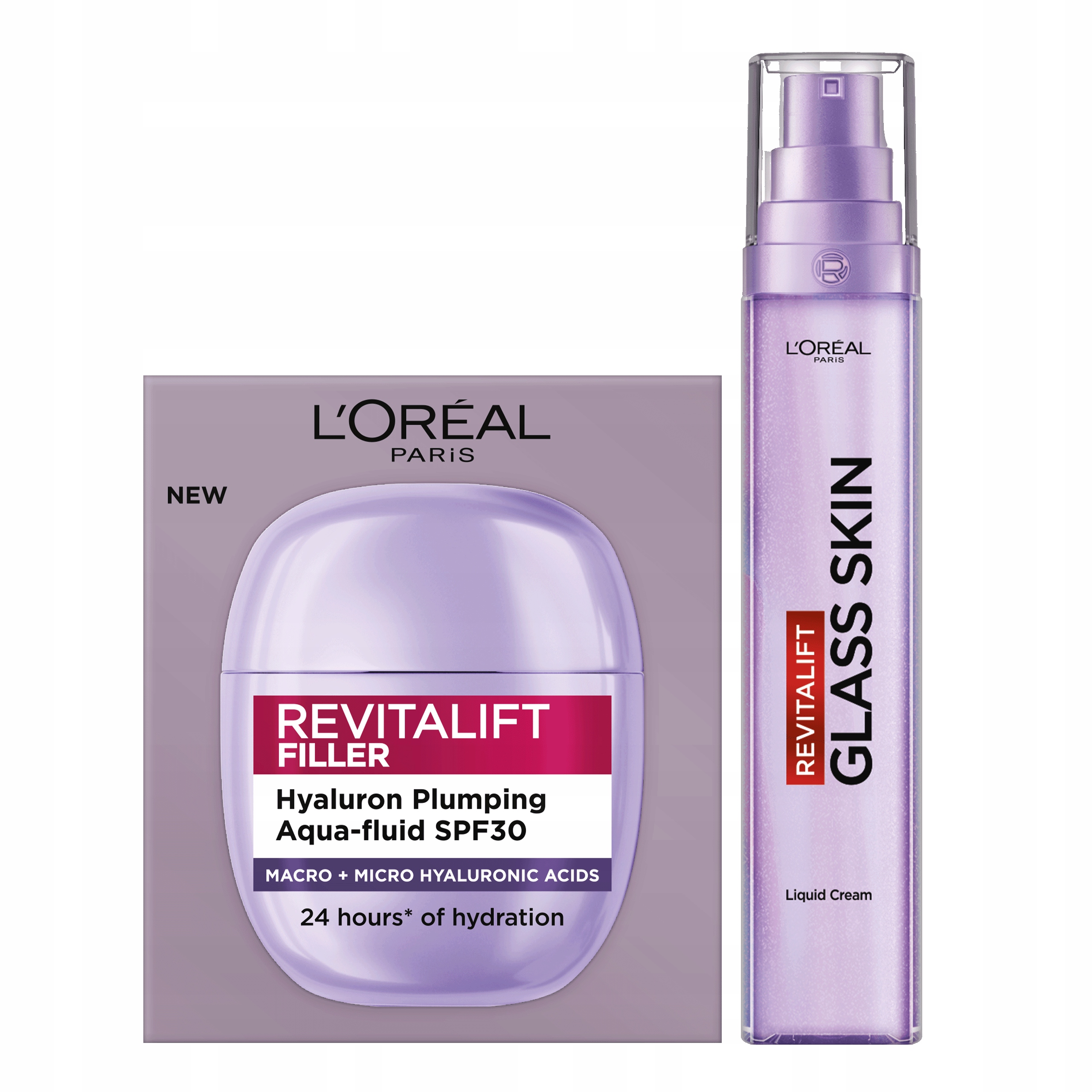 Zestaw L'Oréal Revitalift Filler Glass Skin Lekki Krem do Twarzy Krem SPF30