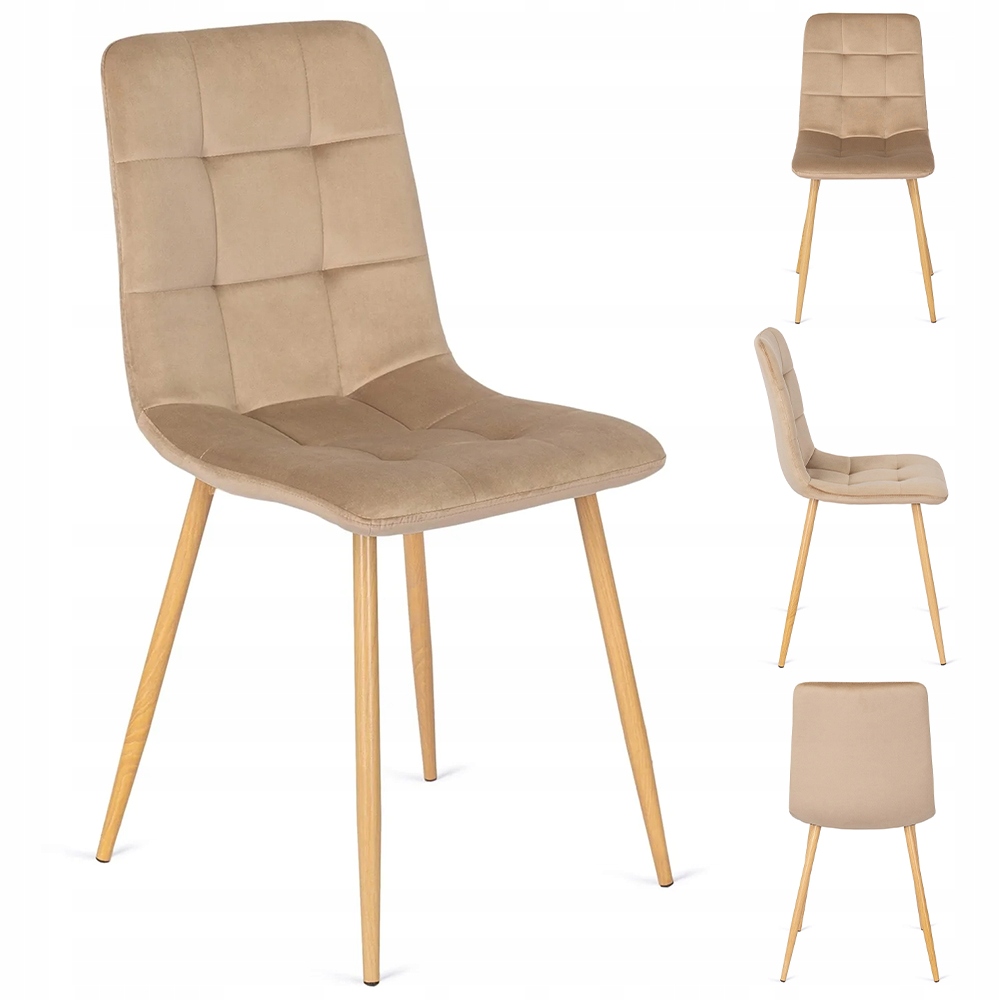 Skandinávská židle Béžová Velur Čalouněná do jídelny Kuchyně Obývací pokoj Fredy
