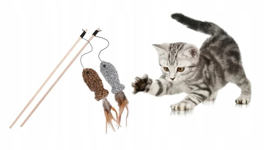 

Zabawka Dla Kota Wędki Z Rybką Piórkiem 40CM 2SZT