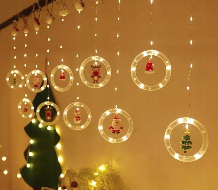 

Kurtyna Z Figurkami Lampki Led 3M Mikołaj Renifer