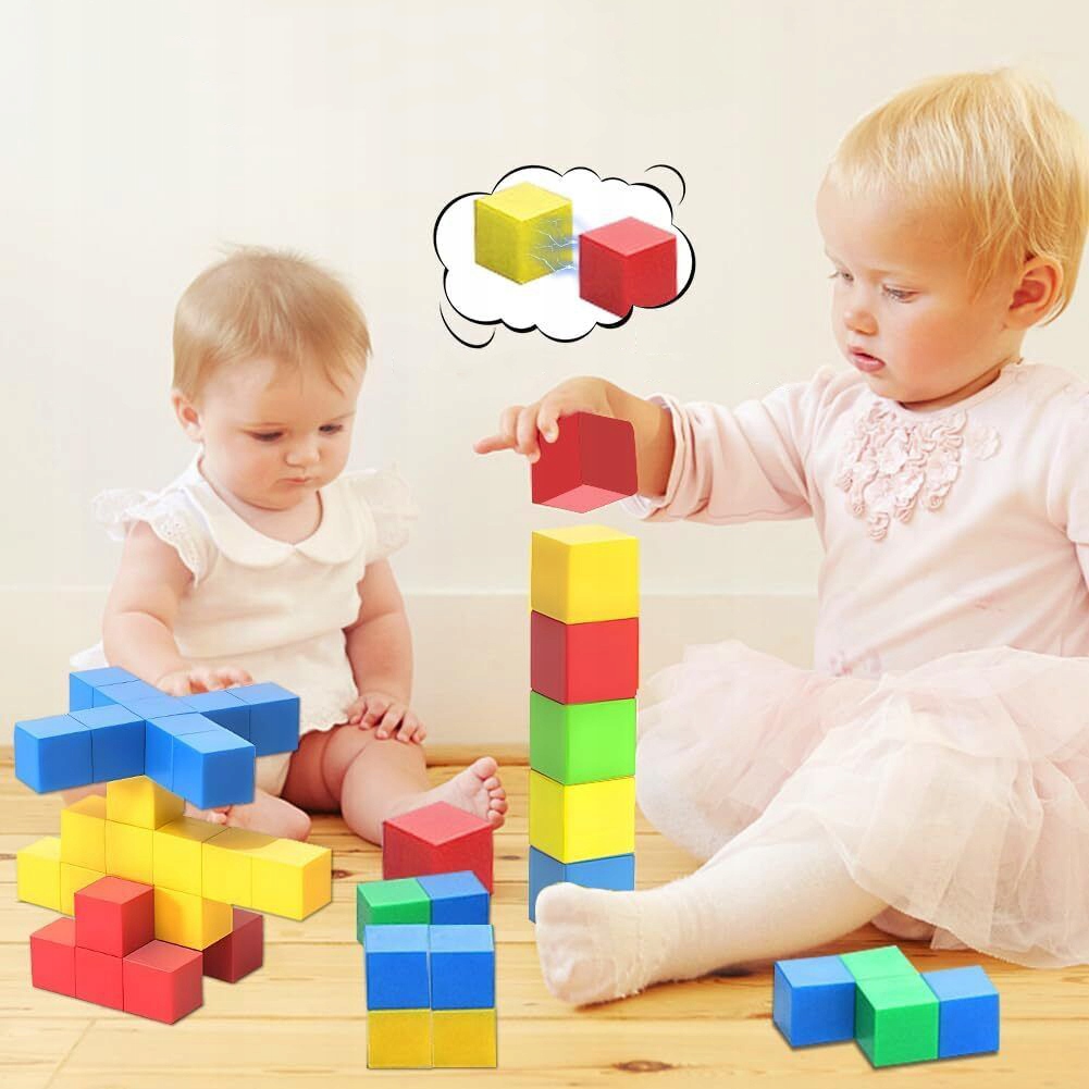 3D MAGNETYCZNE KLOCKI, MAGNETYCZNE KOSTKI DO UKŁADANIA DLA MAŁYCH DZIECI Liczba elementów 24 szt.
