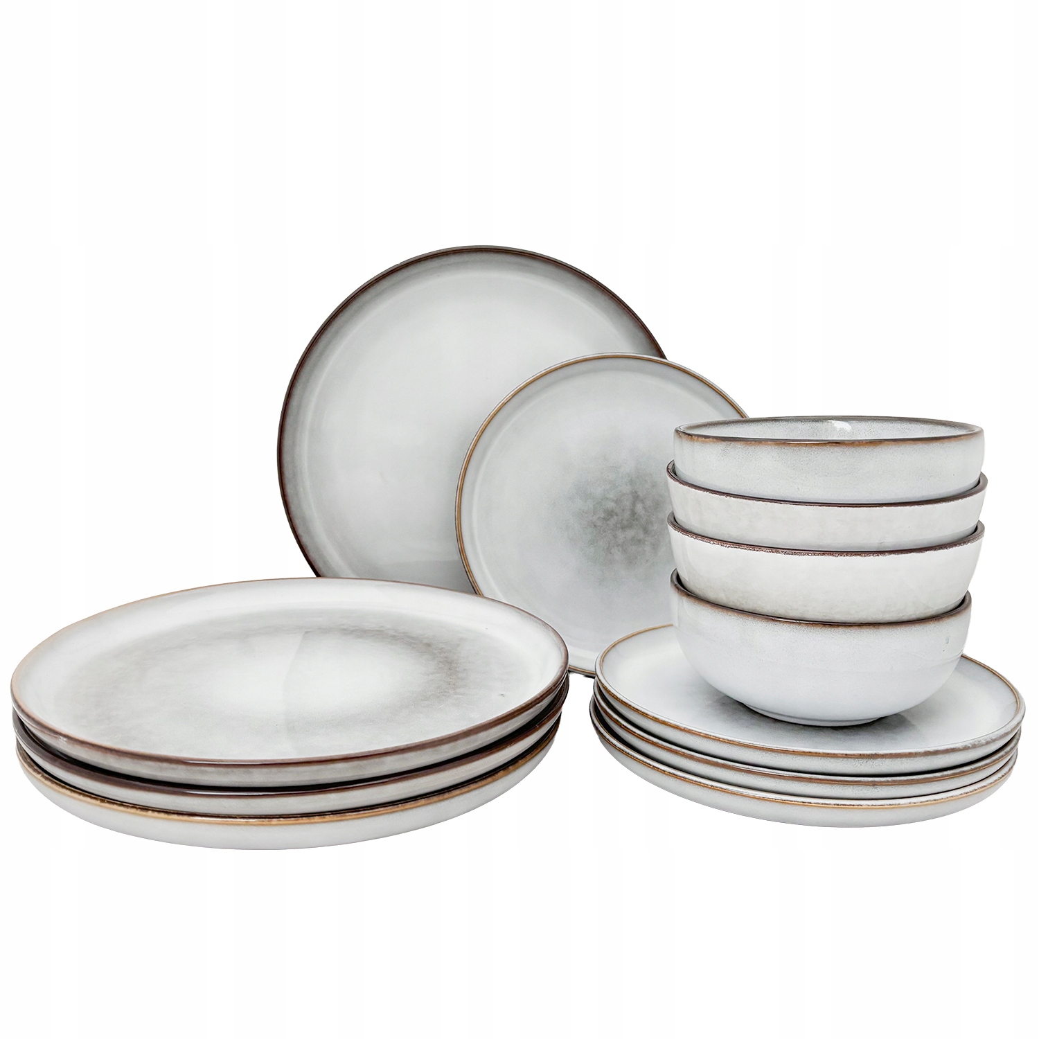 Jídelní Servis Pro 4 Osoby Sada Talířů Misek 12 ks Šedá Moderní