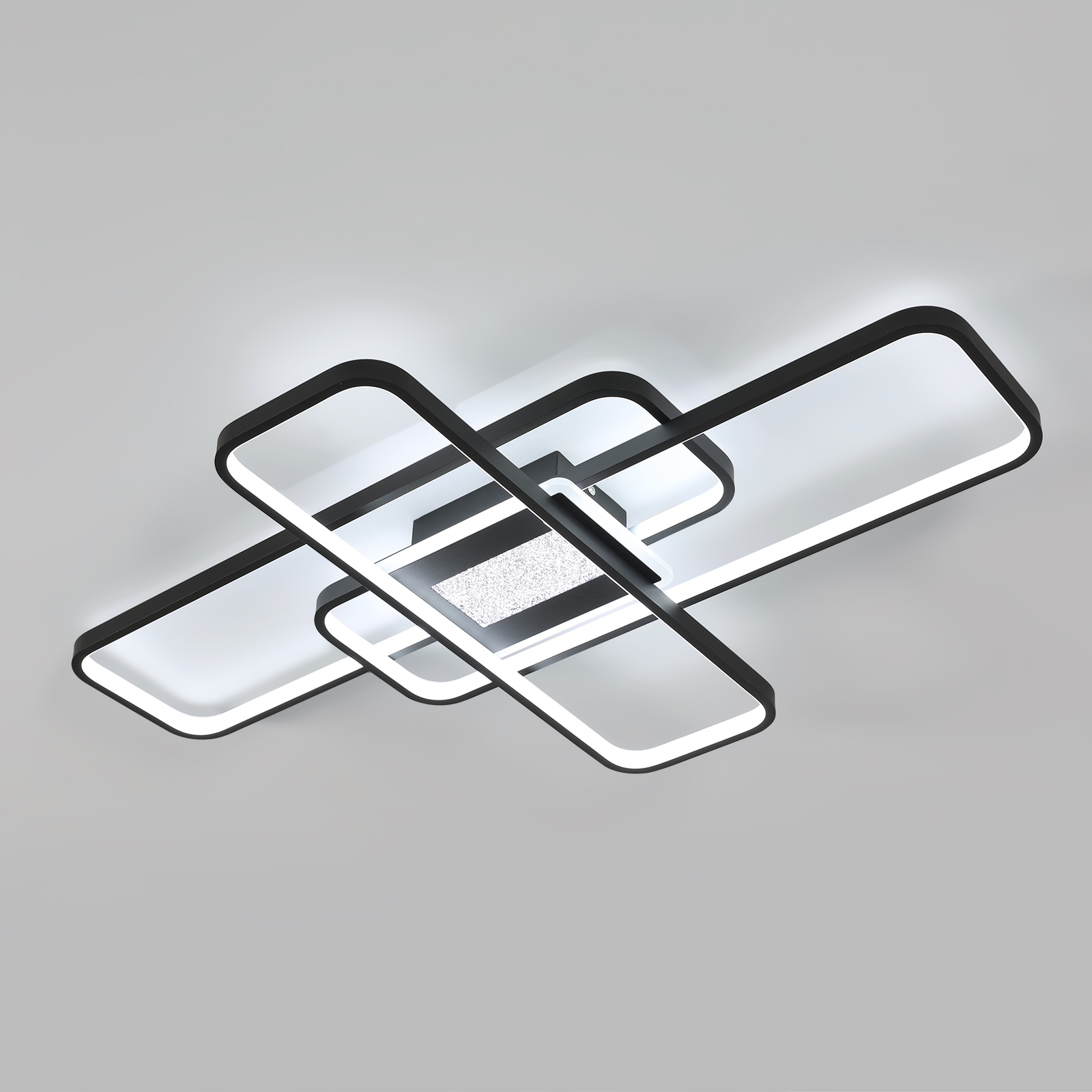 Lampa Sufitowa Led Prostokątna Lampa Wisząca Czarna Ściemniana 44 W 60 cm