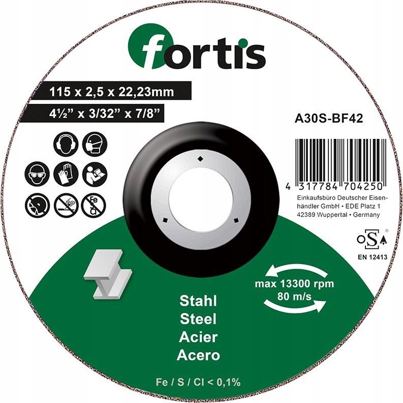

Fortis Tarcza do cięcia stali 115x2,5mm wygięta