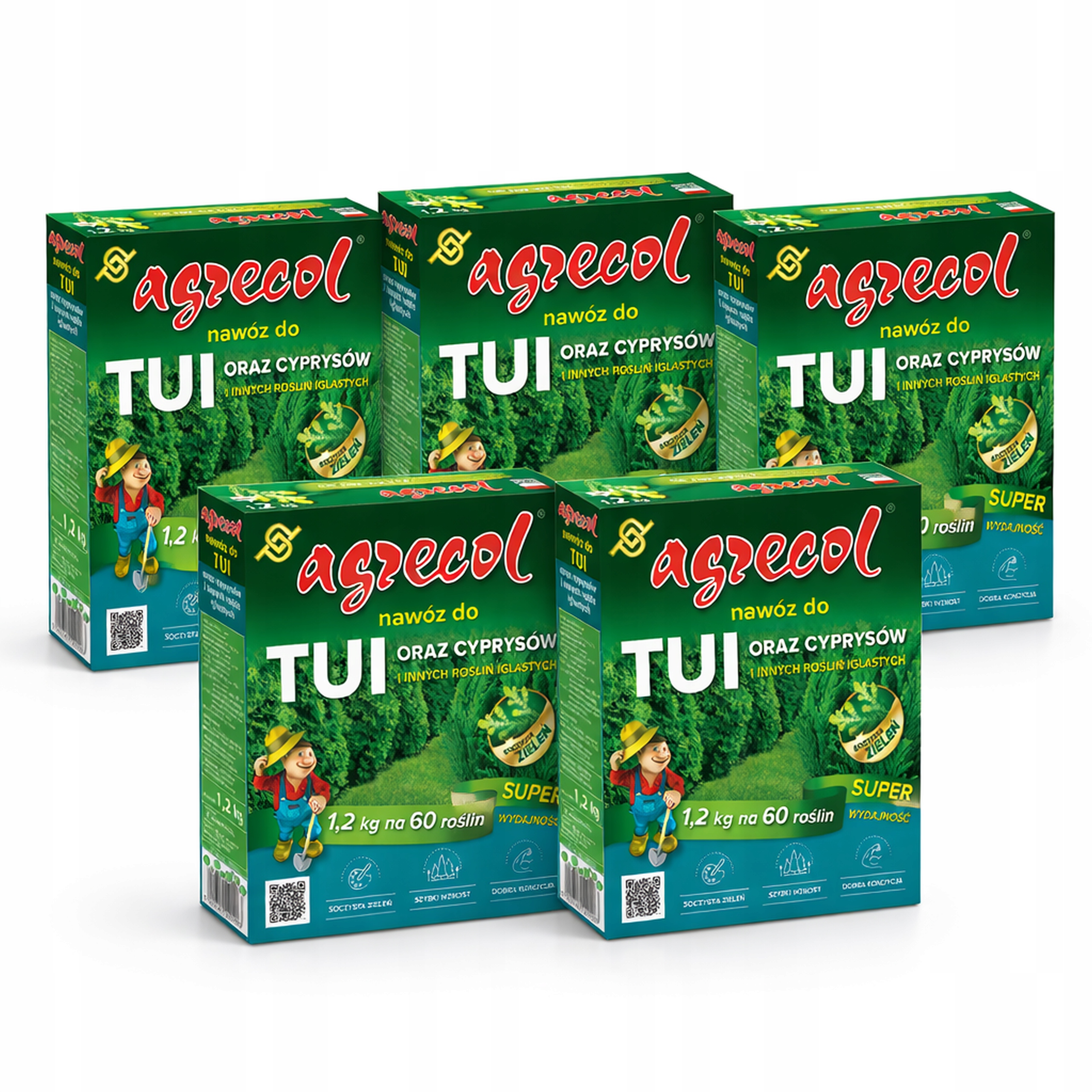 5 x Hnojivo na túje, cypřiše a další jehličnaté rostliny Agrecol 1,2 kg