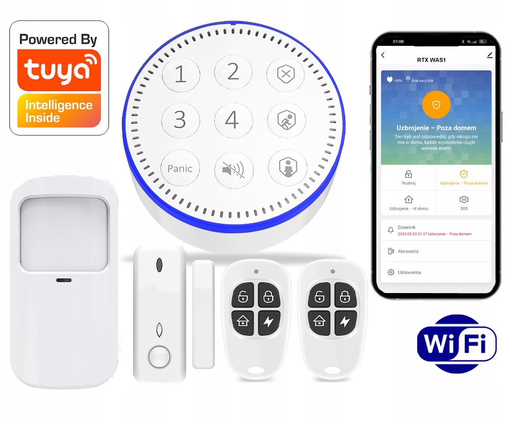 Kompaktní alarm Rtx Bezdrátový senzor Pir Kontaktron Ovladače Tuya WiFi