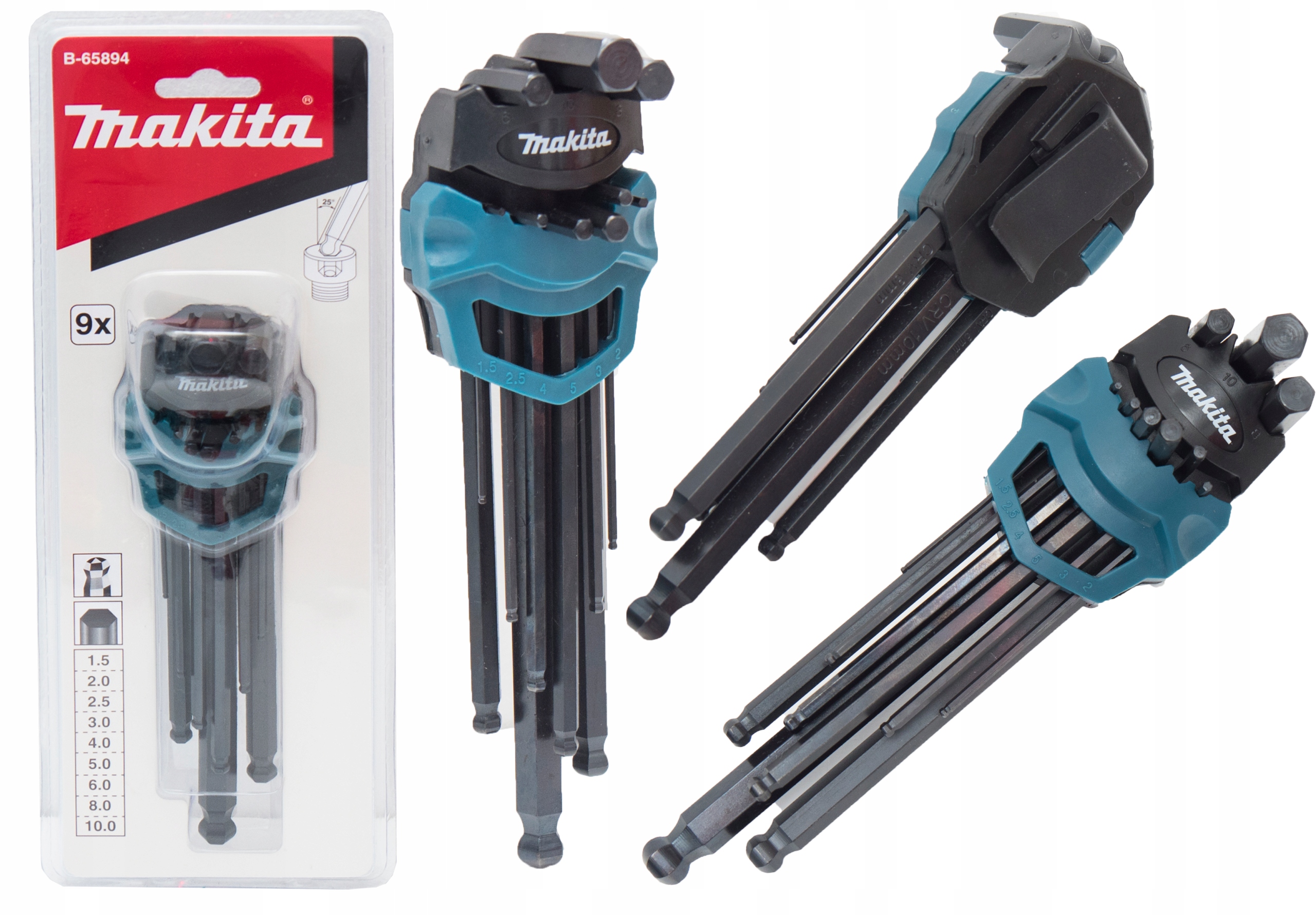 

Klucze imbusowe Makita z kulką 9 sztuk B-65894