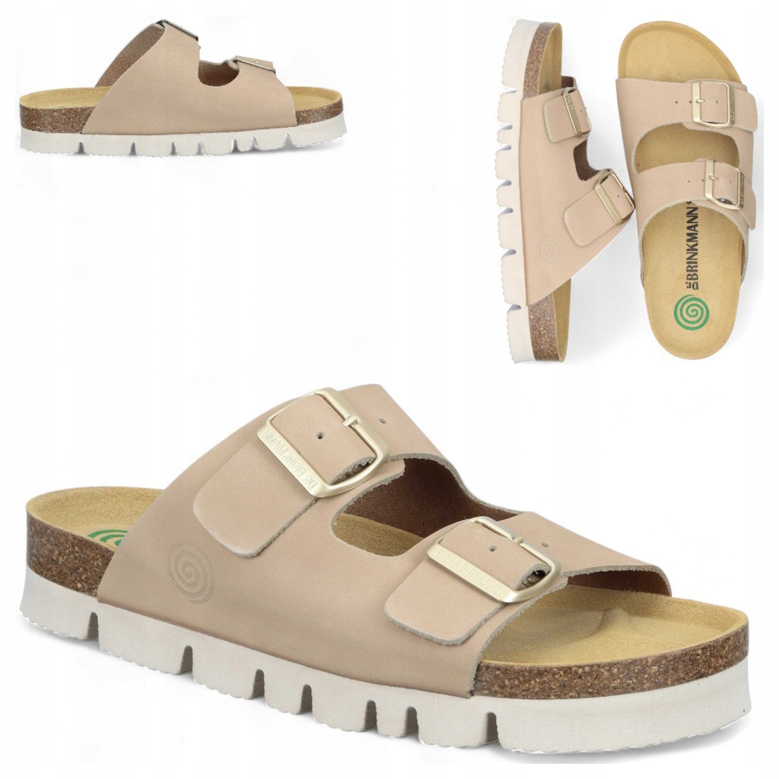 Žabky 39 dr. Brinkmann s přezkami Elegantní Pohodlné Béžové