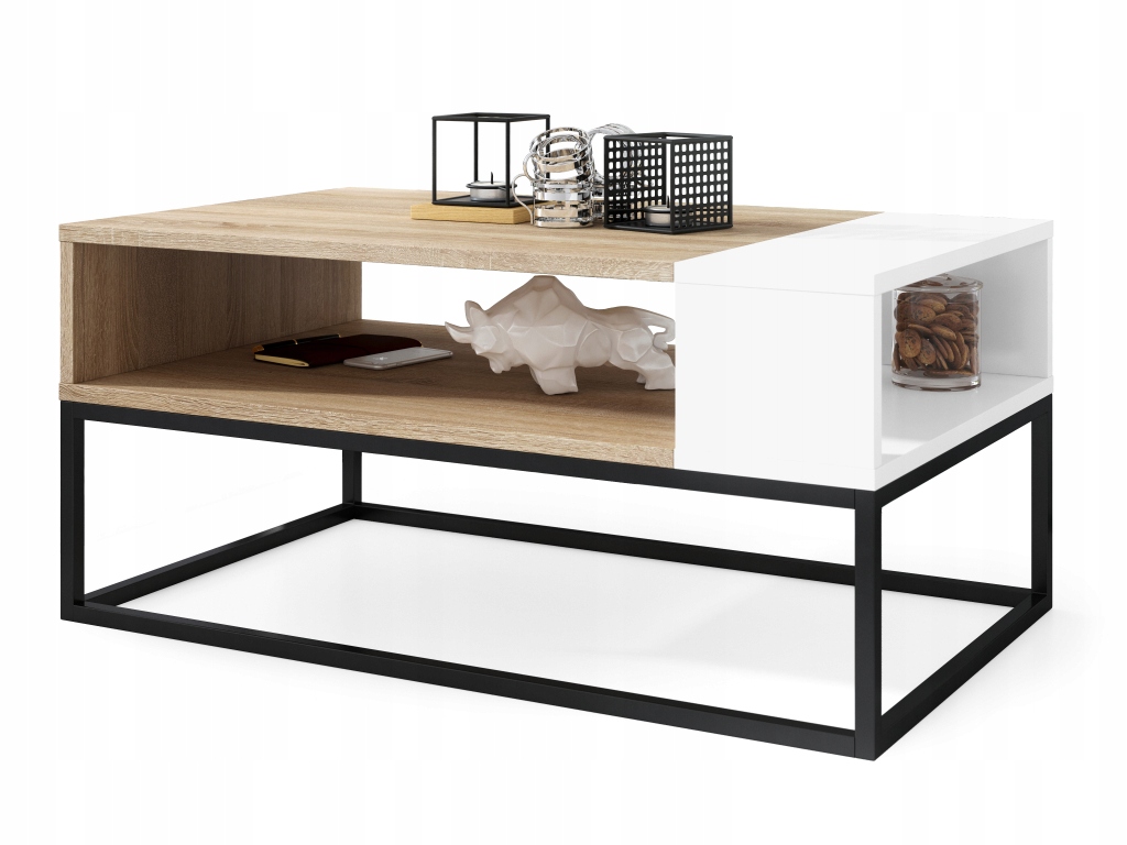 

Lynx Dąb Sonoma/Biały Nowoczesna Ława Stolik Loft