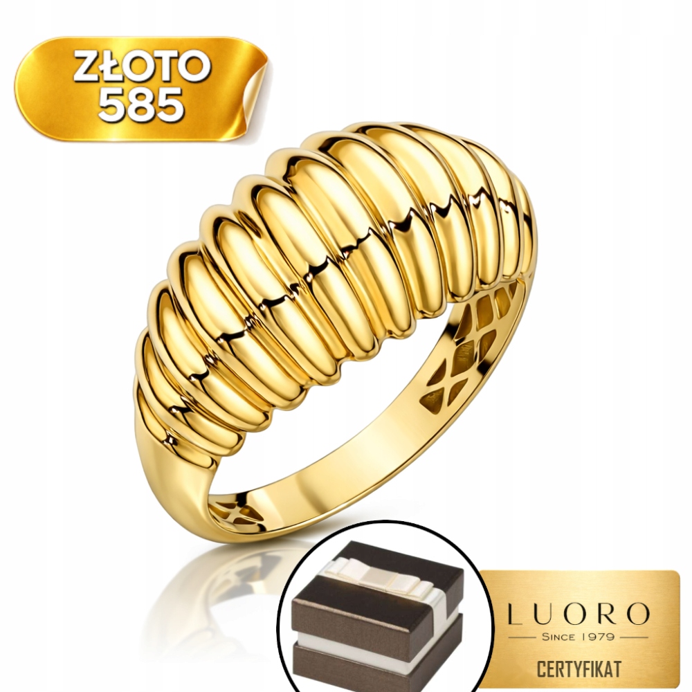 Prstýnek 585 14K S Pravidelným Drážkovaným Vzorem, Elegantní, R11