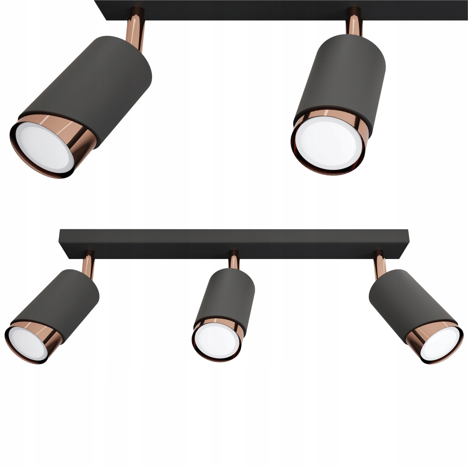 Závesná Stropná Lampa Luster Led stropné svietidlo čierna 3x GU10 medená