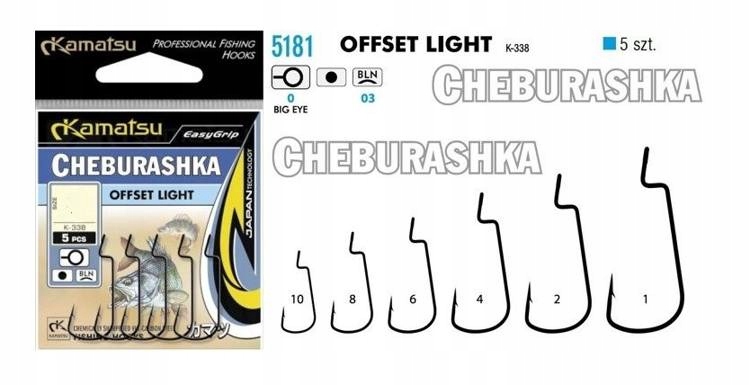 Haki spiningowe, z zadziorem Kamatsu Cheburashka Offset Light K-338 5 szt.