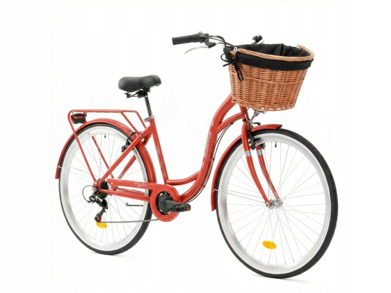 Rower miejski Indiana Moena S7B 28 cali damski Perłowy róż Koszyk Wkład