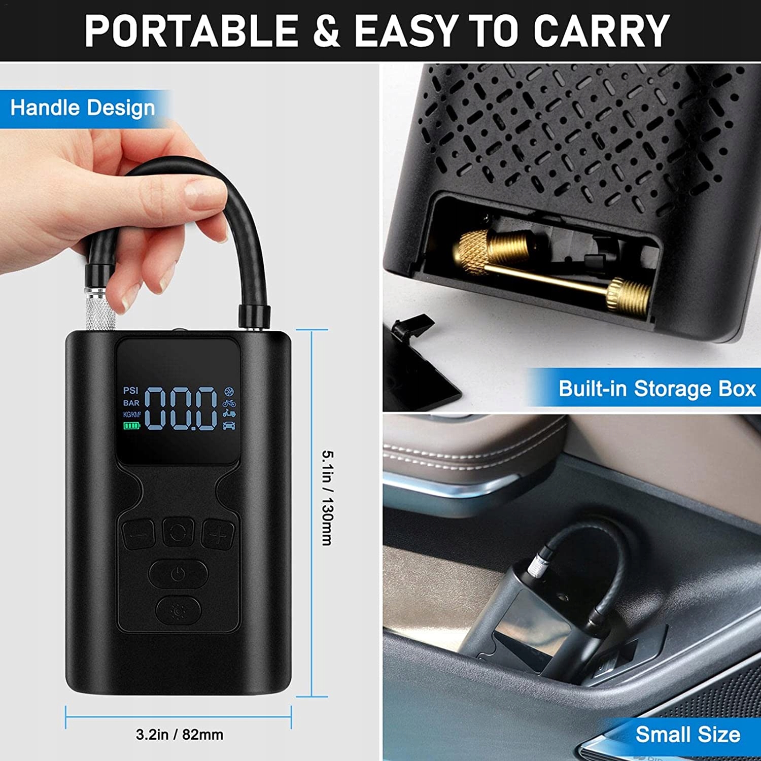 Pompka do opon przenona sprarka powietrza - pr Waga produktu z opakowaniem jednostkowym 1 kg