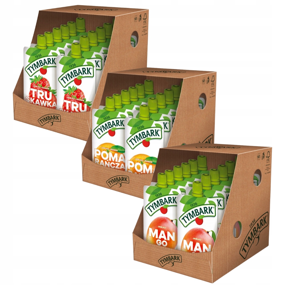 Levně Tymbark Pyré 100% z ovoce Mix 3 příchutí 120 g x 36 kusů