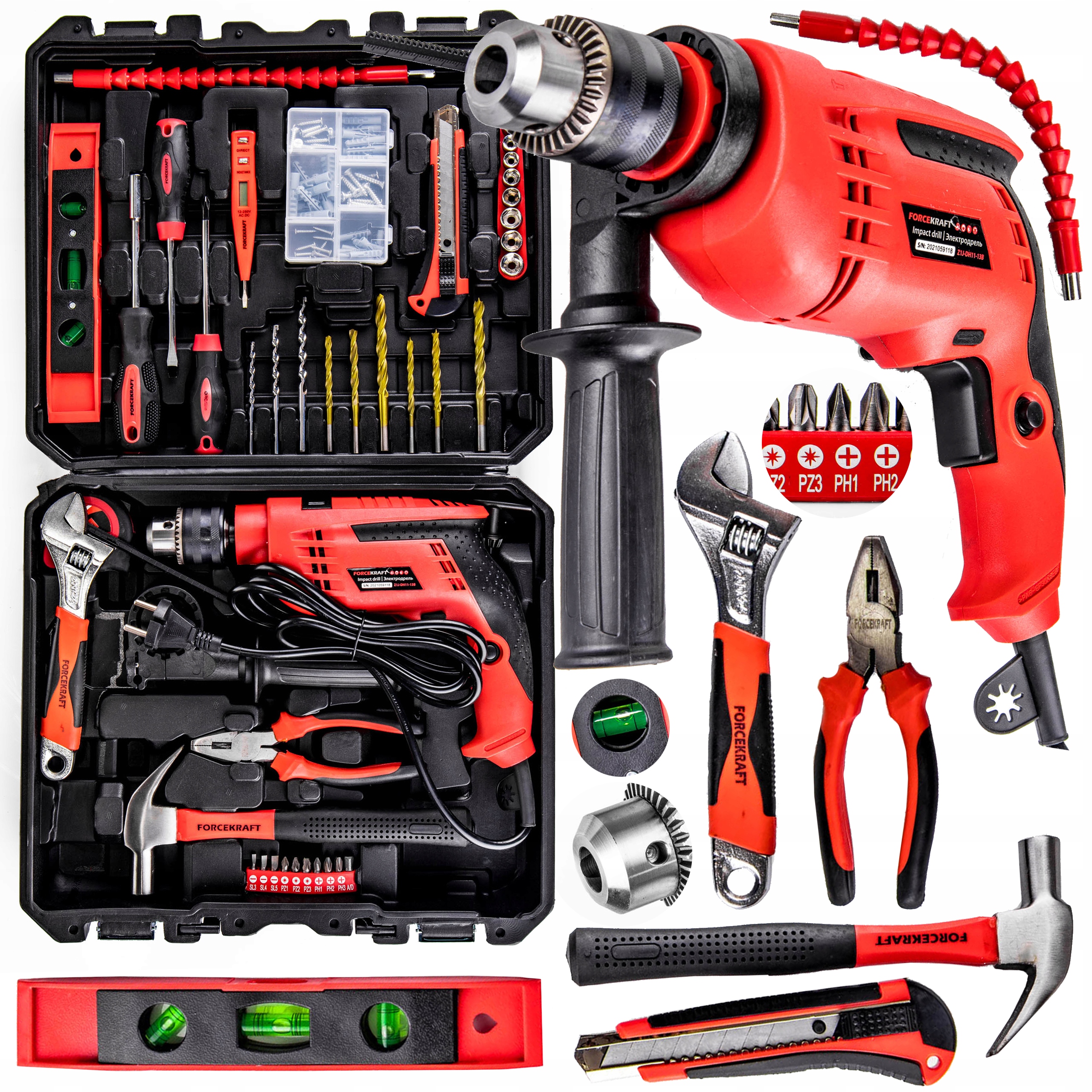 Příklepová Vrtačka Sada Nářadí Kufr 103 Ele