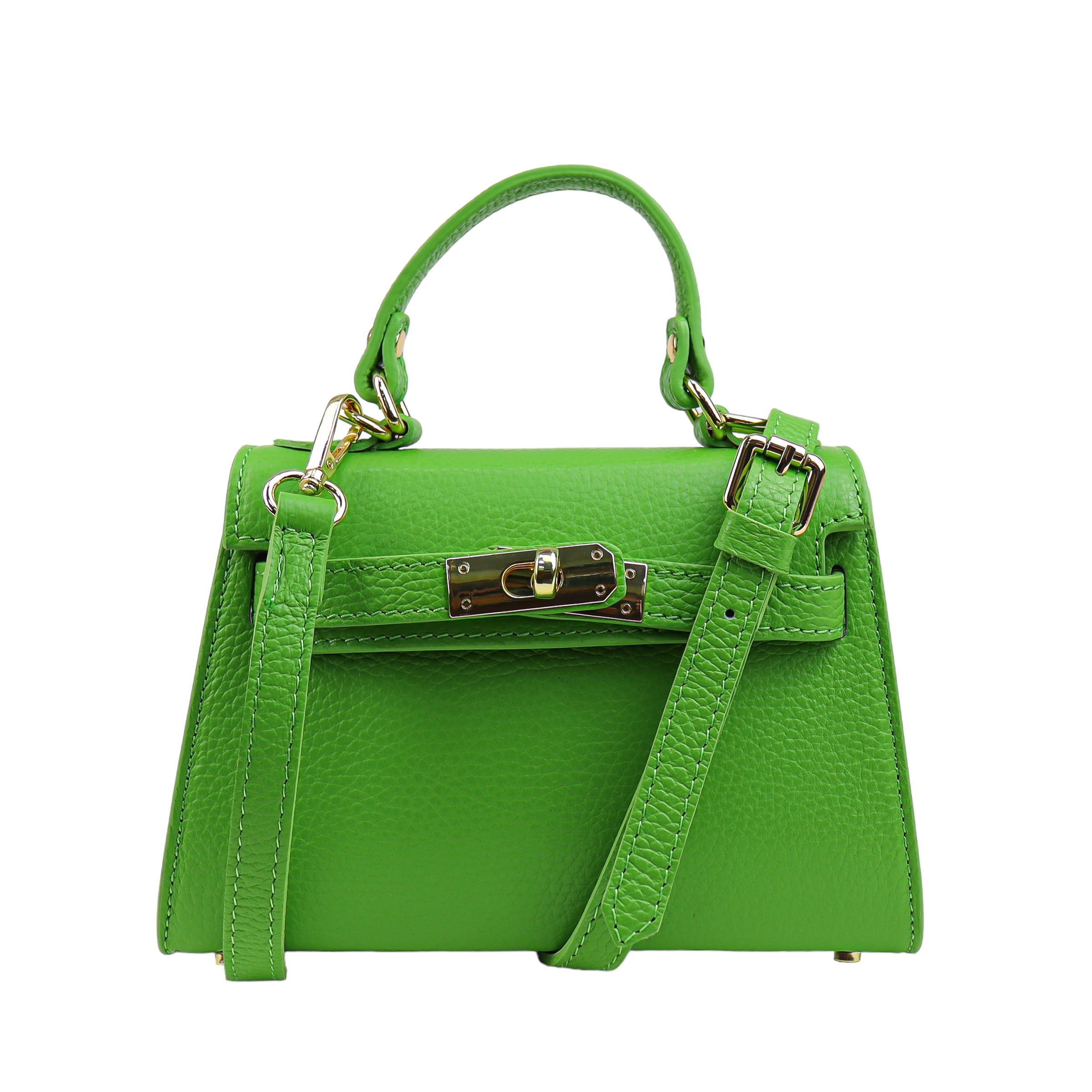 Torebka Damska Kuferek, licowa skóra Emily Limonka