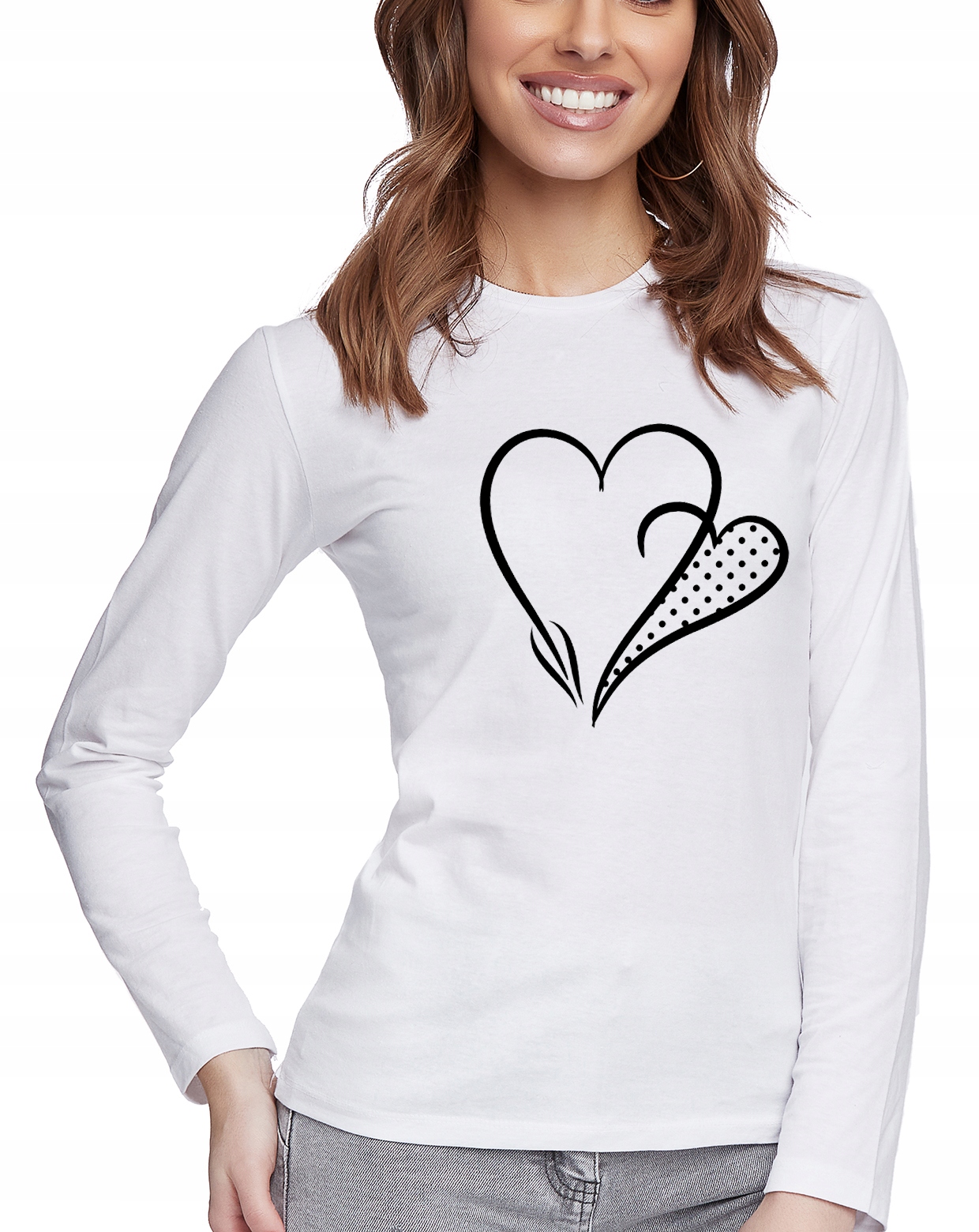 BLUZKA KOSZULKA DAMSKA Z NADRUKIEM SERCA HIT M