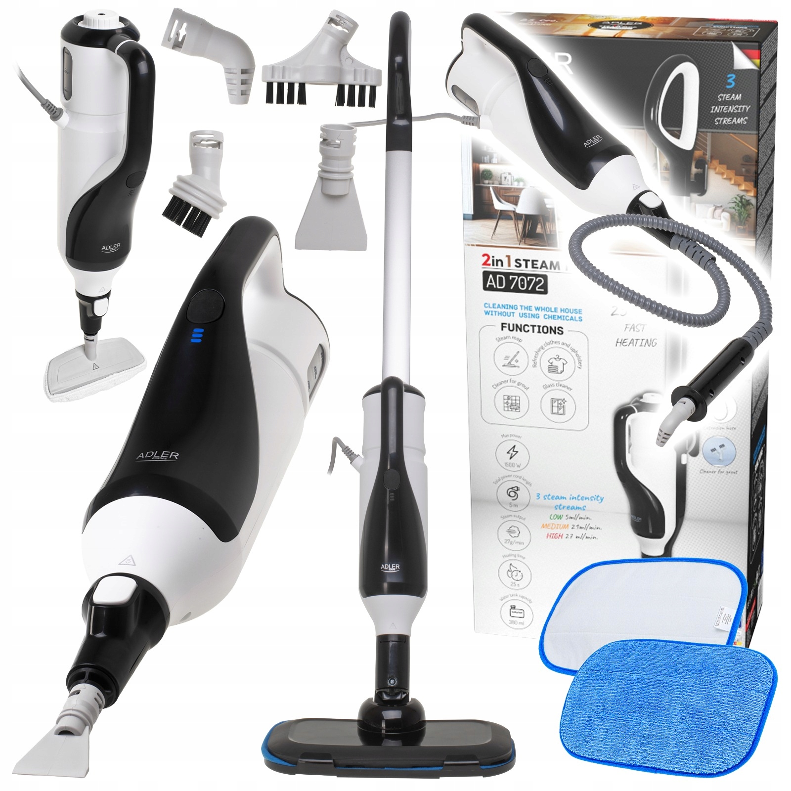 Parní Mop Parní Čistič Provice Čistič Oken Elektrický Set 2v1