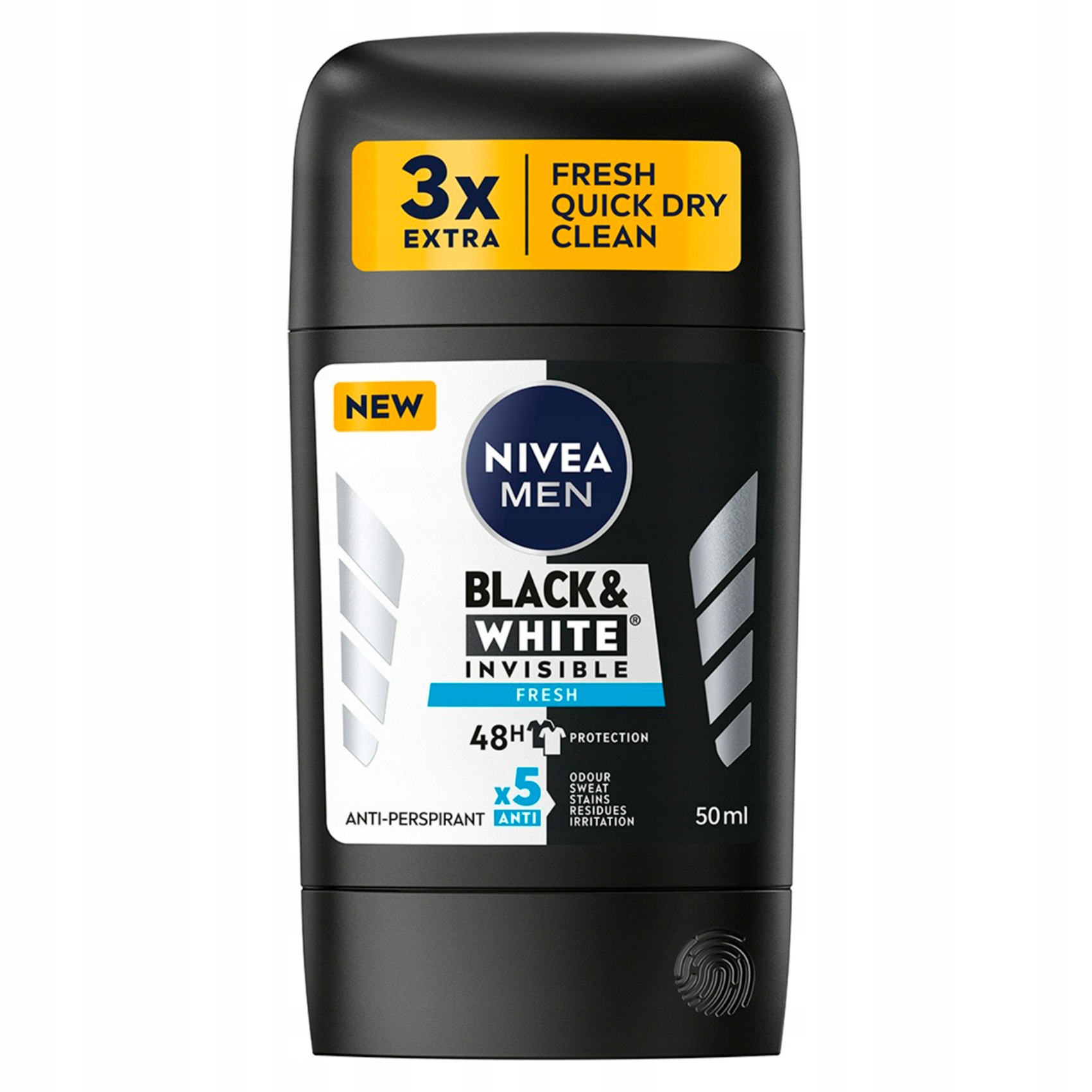 Antiperspirant v tyčince Nivea Men Black & White Invisible Fresh 48H 50 ml