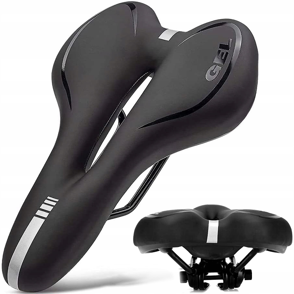 SIODEŁKO ROWEROWE SIODŁO ŻELOWE SPORTOWE TREKKINGOWE Z ODBLASKIEM