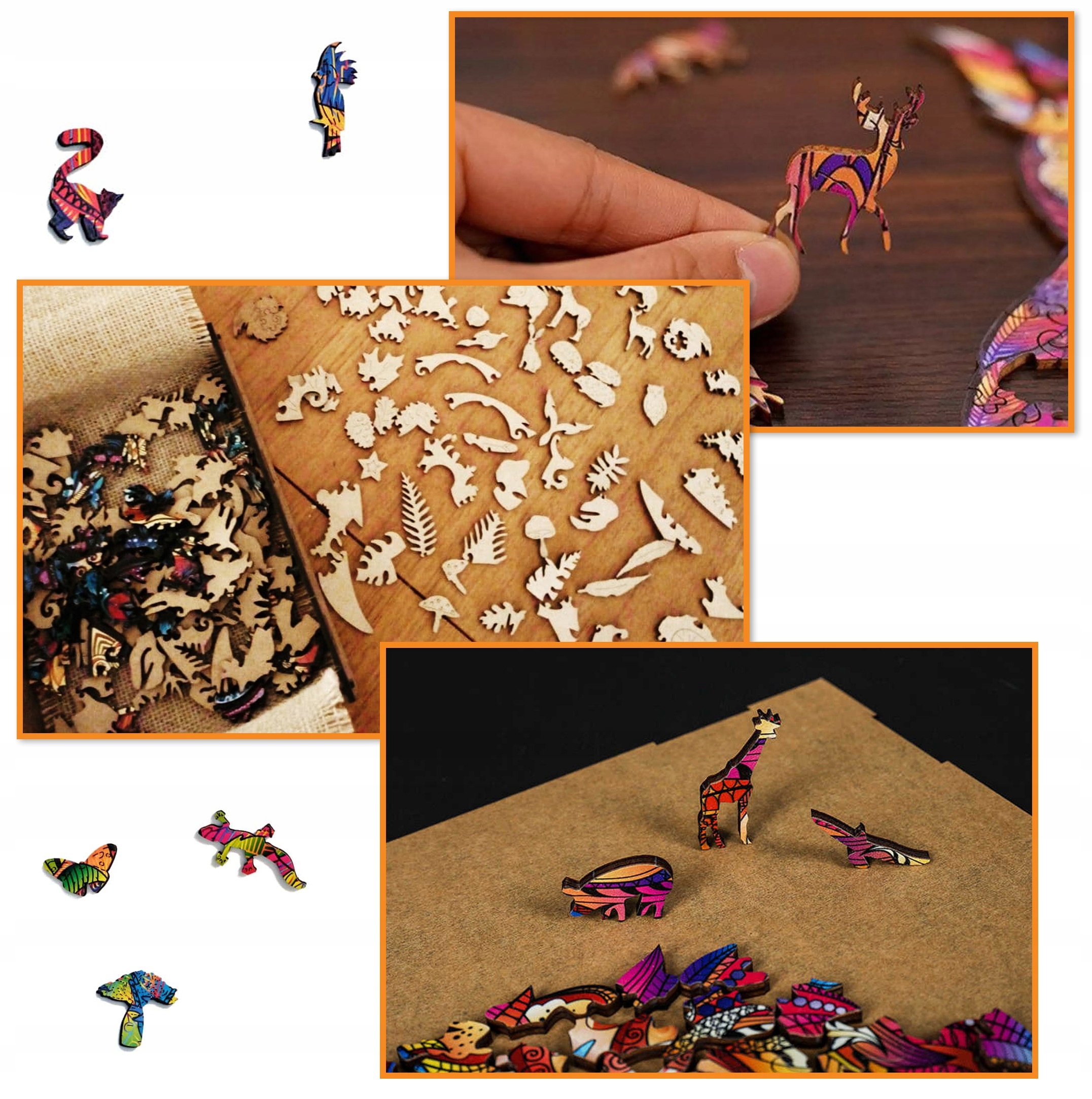 Drewniane Puzzle Wooden Układanka Zestaw S Wiek dziecka 12 lat +