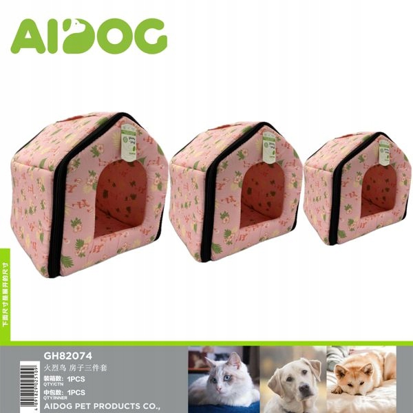 Levně Sada pelíšků pro psa s plameňáky 3 kusy