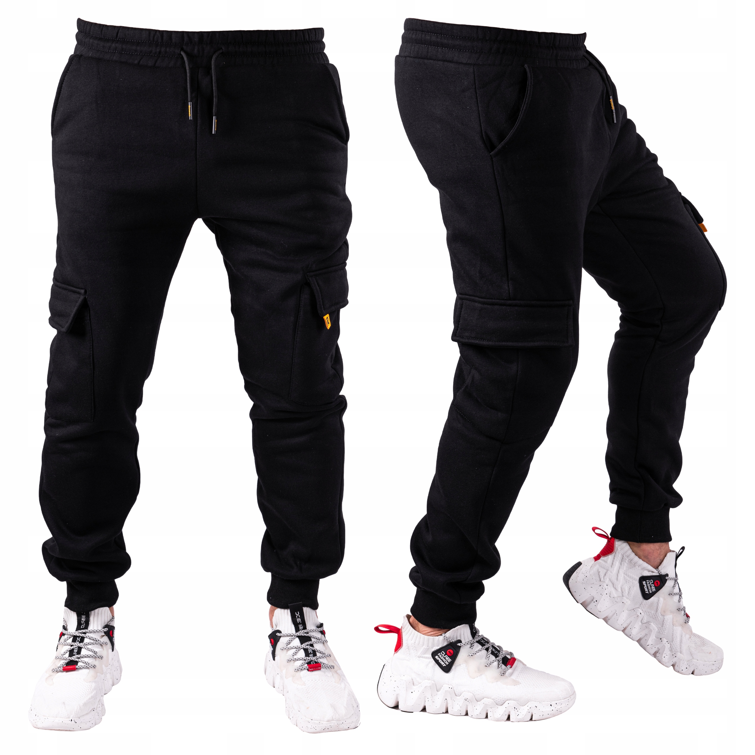 

Czarne spodnie dresowe bojówki joggery Pixo r.XL