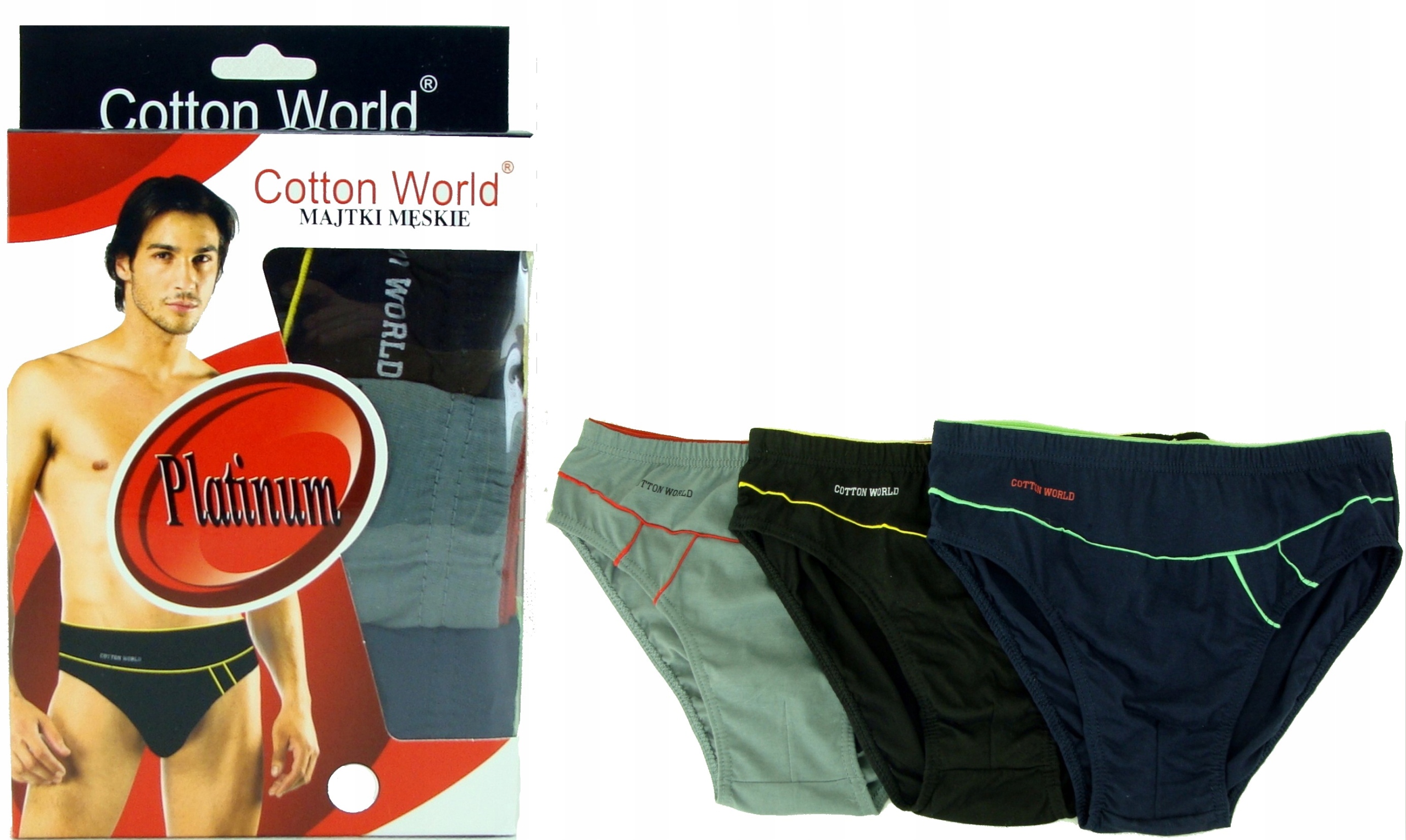 

3x Slipy Męskie Cotton World Rozmiar 3XL Majtki