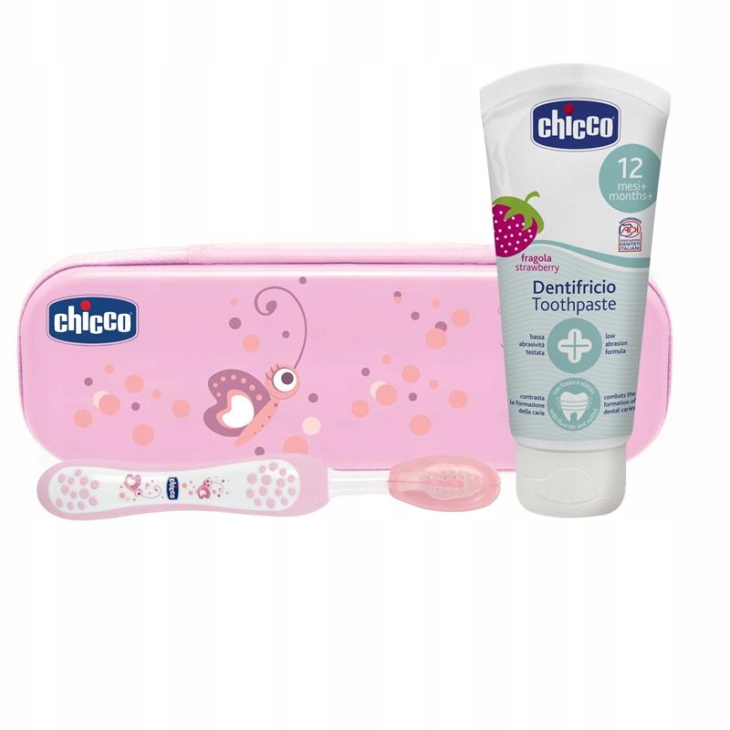 CHICCO TOOTH KIT BRUSH PASTE CASE PINK