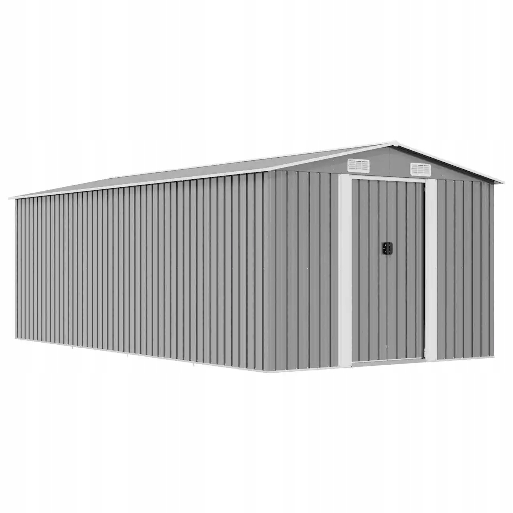 Kůlna kovový, šedý, 257 x 489 x 181 cm, s ventilací