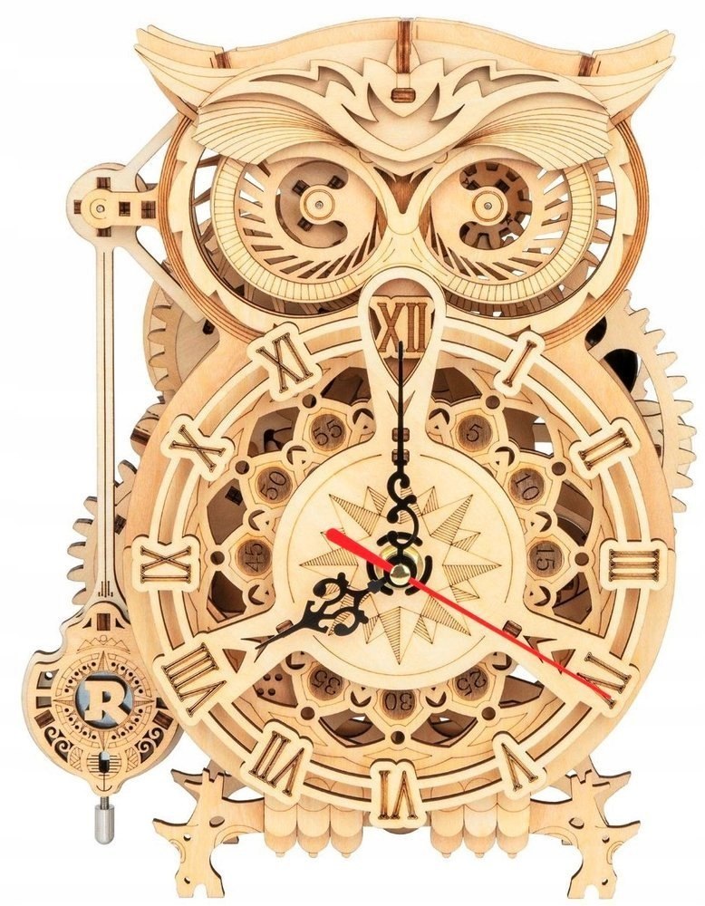 

Puzzle 3D Model Do Sklejania Drewniany Zegar Sowa