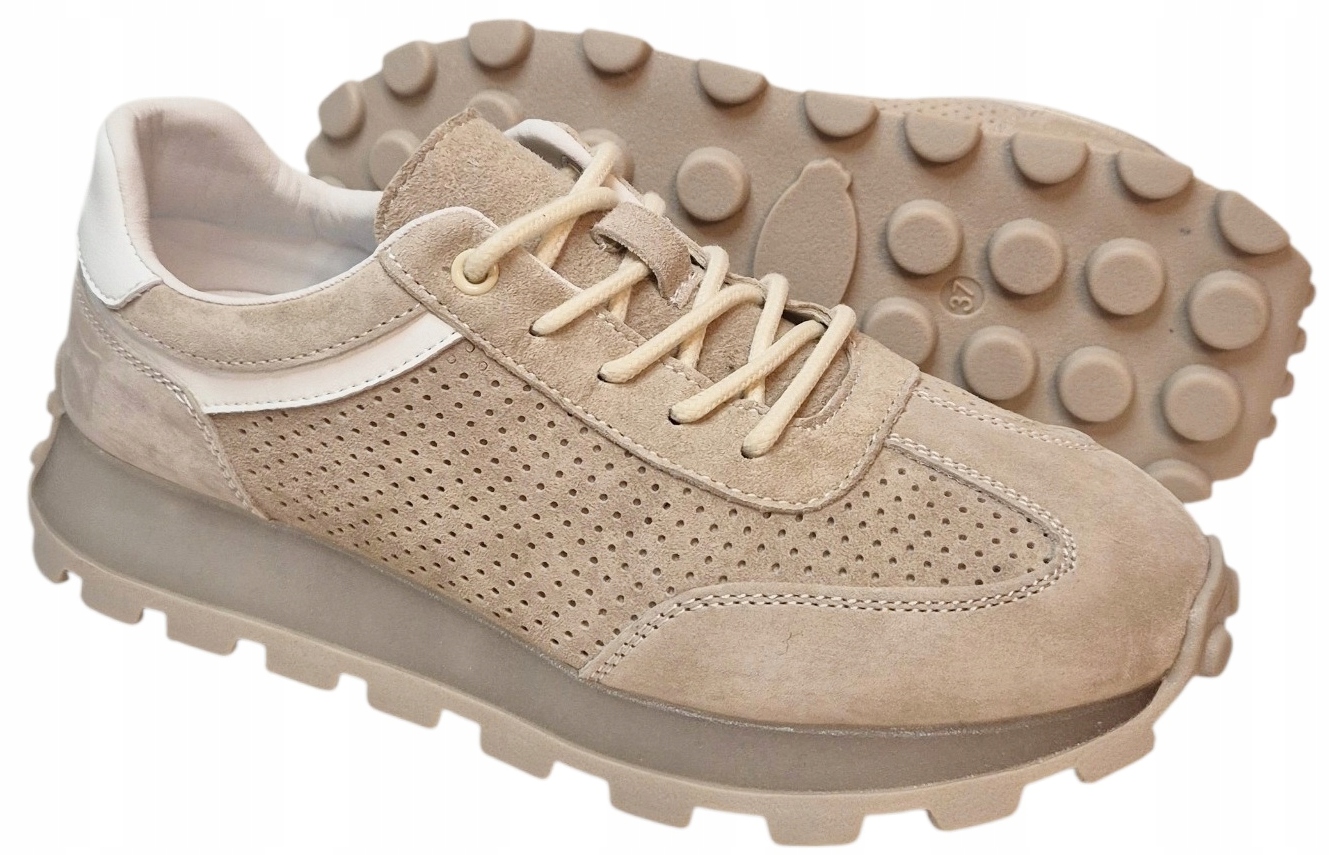 Goodin GD-XF-224 Sportovní tenisky Světle béžová semišová kůže vel 38