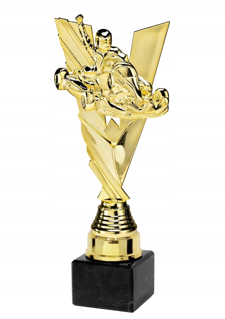 Q392B Statuetka plastikowa Gokart, kolor złoty, w
