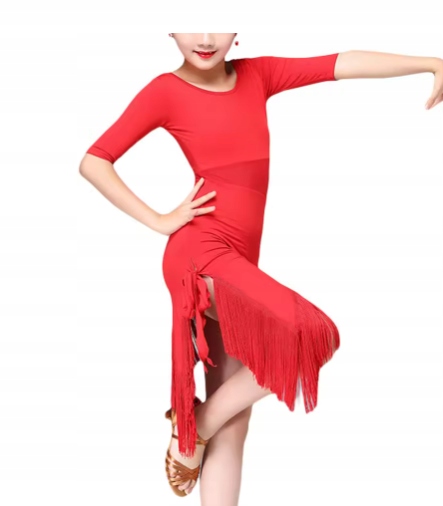 Sukienka 128 Do Tańca Czerwona Gładka 2536