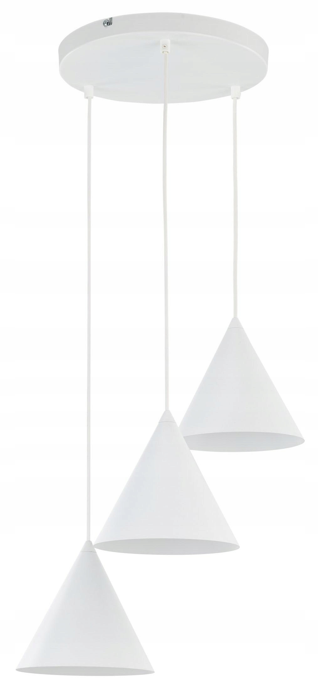 Závesná lampa Cono Biele kovové tienidlá 3xE27 40 cm Stropná lampa Obývacia izba