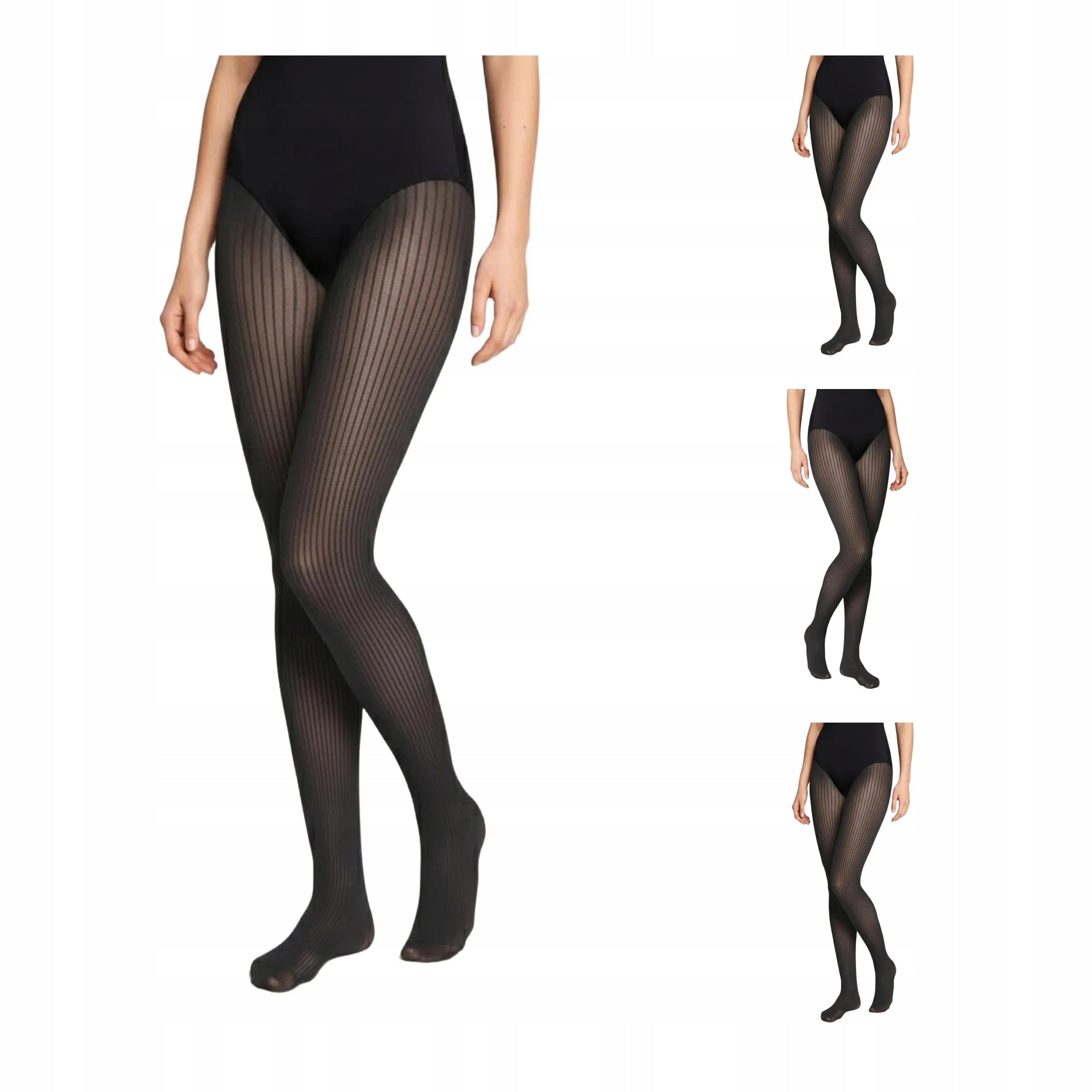 4 páry Punčocháče z mikrovlákna 70 den žebrované 1944 Rib Legs 4x Černá 2-S